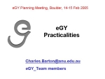 eGY Practicalities